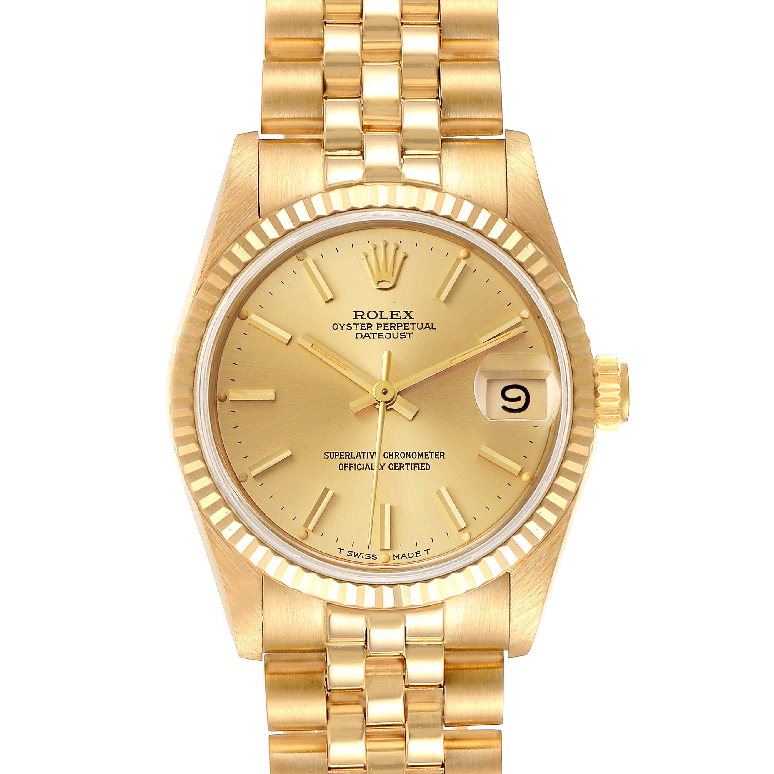 Rolex President Datejust 31mm Midsize Yellow Gold Ladies Watch 68278 ...