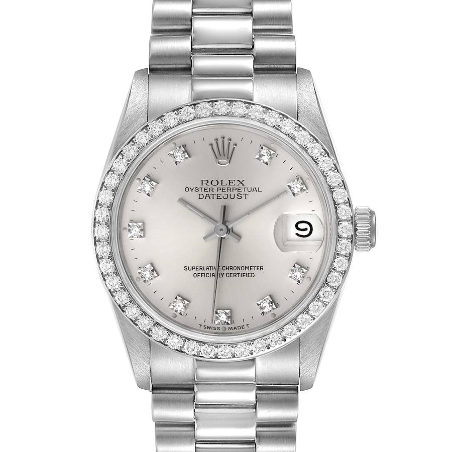 Rolex President Datejust Midsize Platinum Diamond Ladies Watch 68286 SwissWatchExpo