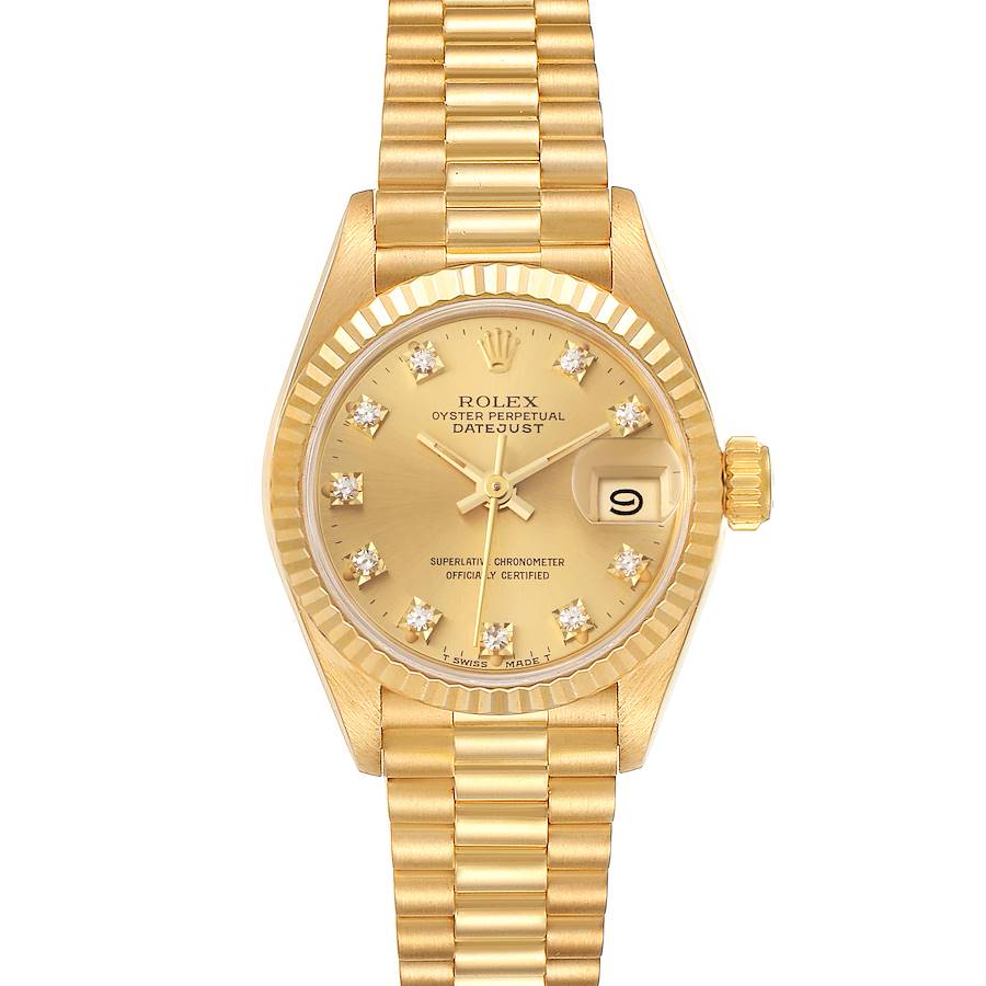 Rolex President Datejust Yellow Gold Diamond Dial Ladies Watch 69178 SwissWatchExpo