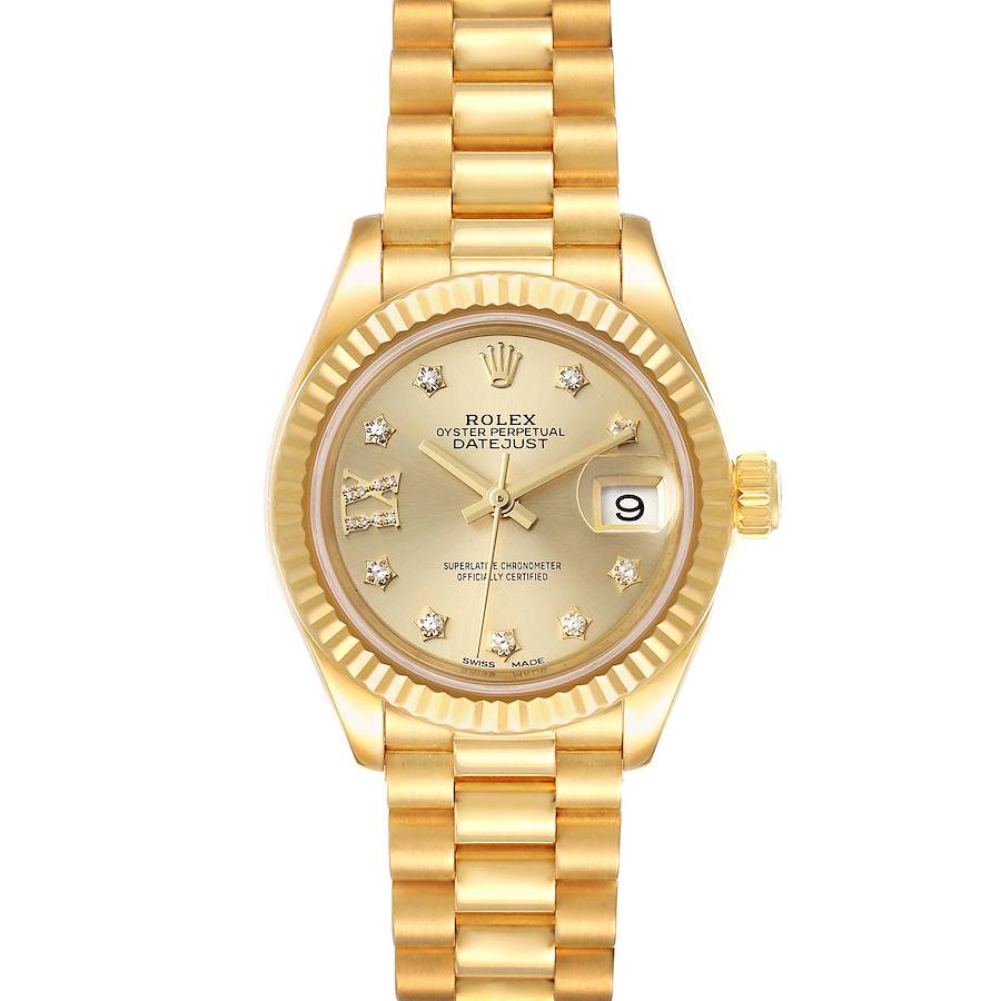 Rolex President Datejust Yellow Gold Diamond Ladies Watch 279178 Box Card SwissWatchExpo