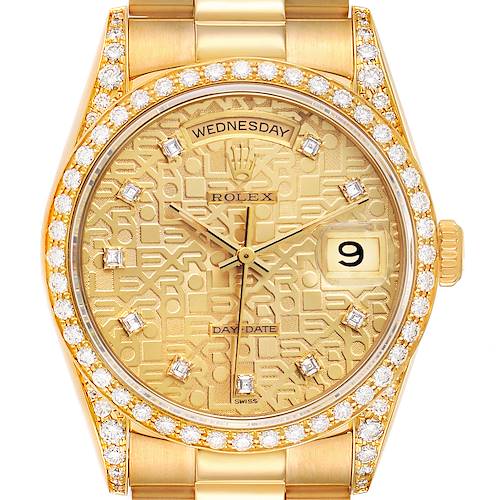 Photo of Rolex President Day-Date 36 Yellow Gold Diamond Mens Watch 18388 Box Papers