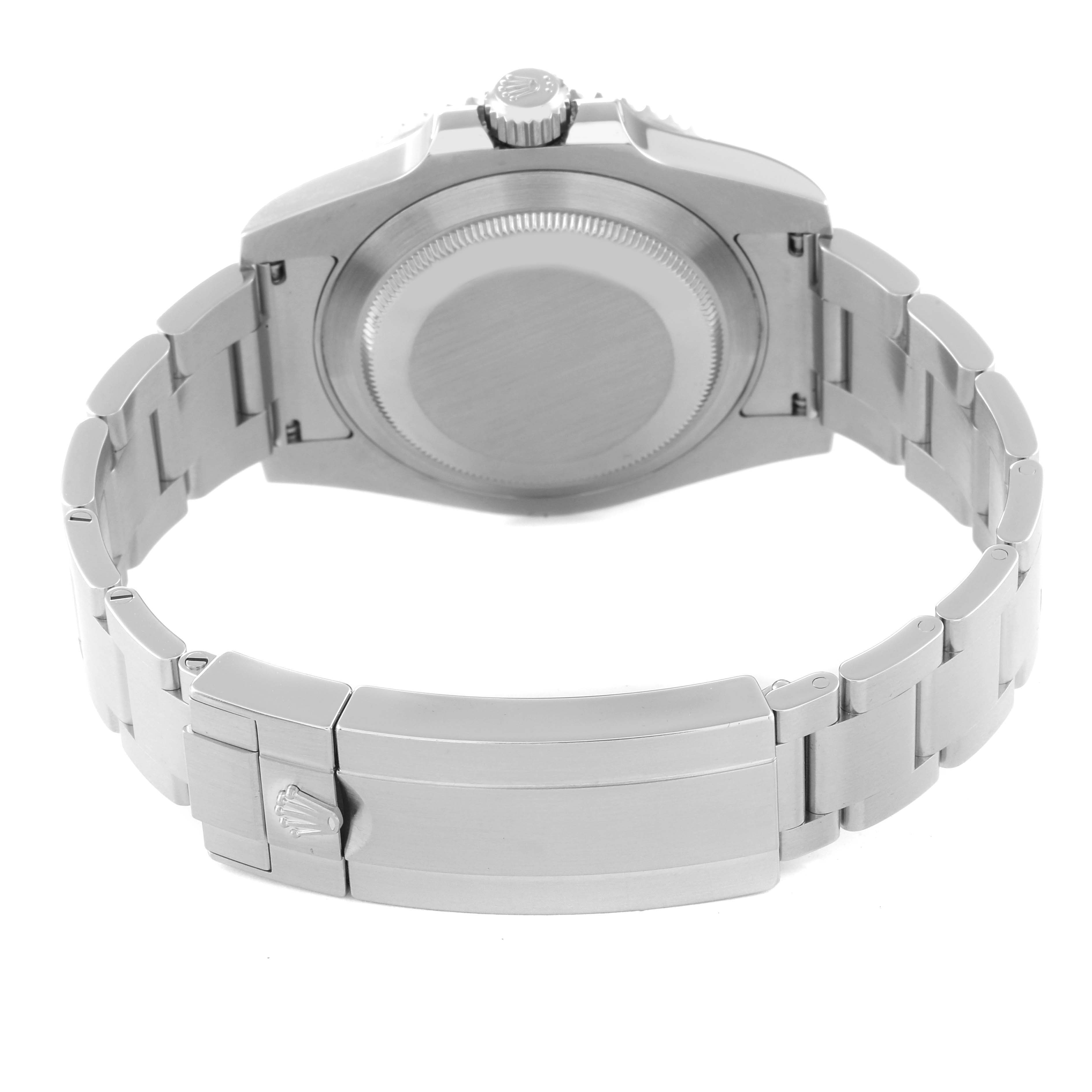 The image shows the back case and bracelet clasp of a Rolex Submariner 116610LV Men
s Stainless Steel Green Dial 116610LV Men
s Stainless Steel Green Dial watch, viewed from the rear.