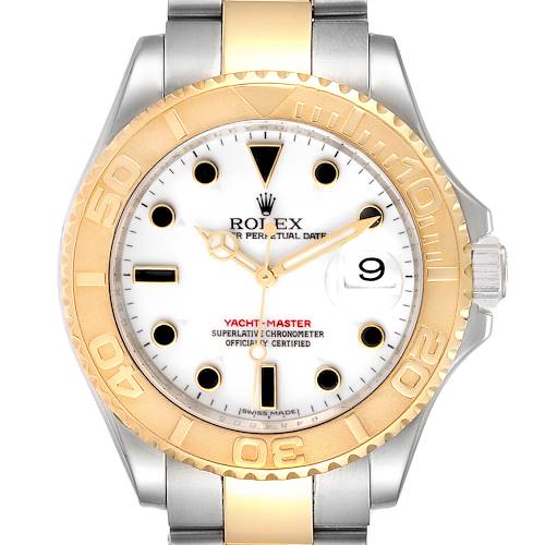 Photo of Rolex Yachtmaster White Dial Steel Yellow Gold Mens Watch 16623 Box Card