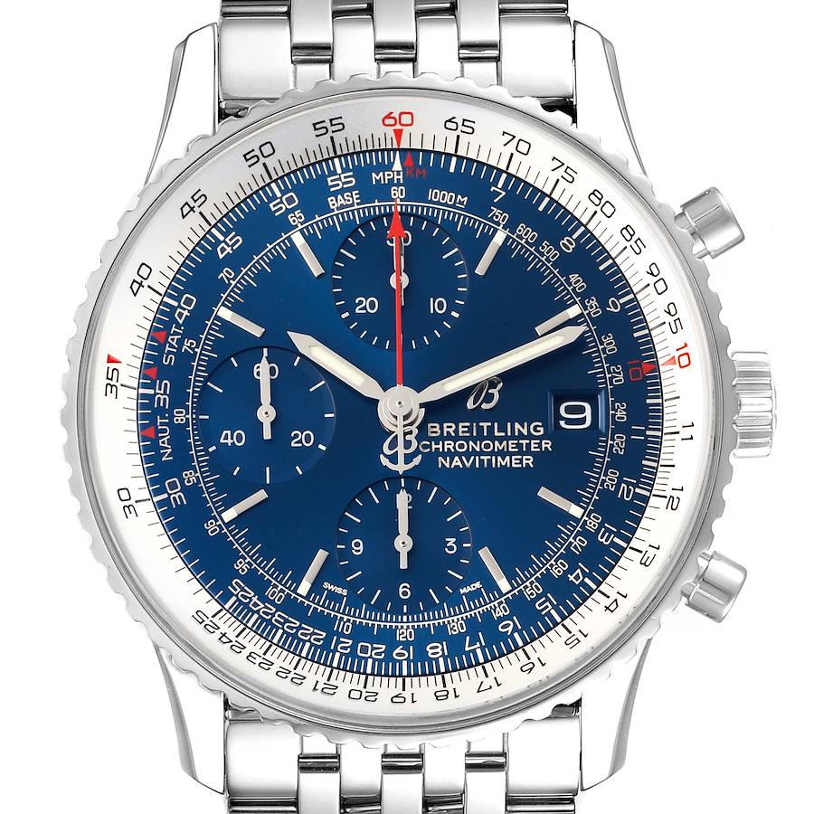 Breitling Navitimer Heritage Blue Dial Steel Mens Watch A13324 Box Card SwissWatchExpo