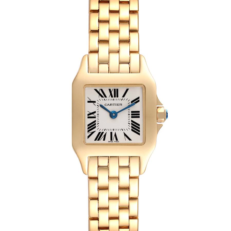 Cartier Santos Demoiselle 18k Yellow Gold Silver Dial Ladies Watch W25063X9 SwissWatchExpo