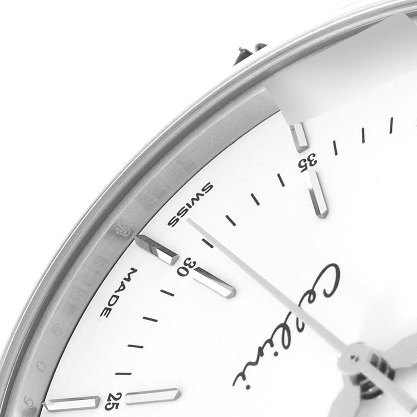 This image shows a close-up of the dial and bezel of a Rolex Cellini 50509 Men's White Gold White Dial 50509 Men's White Gold White Dial watch, focusing on the time indices and second hand.