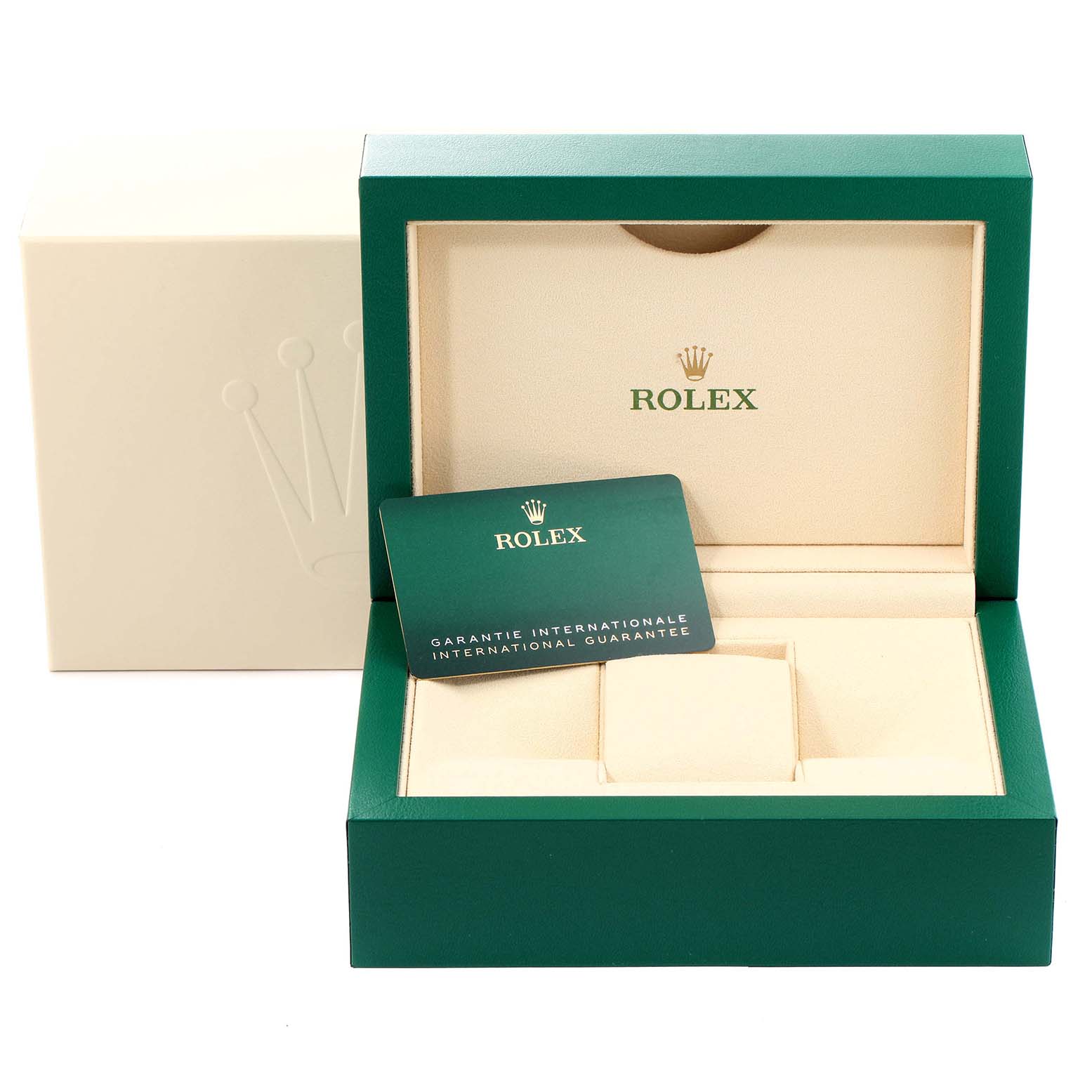 The image shows the box and authenticity card for the Rolex Datejust 279171 Women's Steel and Gold (two tone) Pink Dial 279171 Women's Steel and Gold (two tone) Pink Dial watch, with the box open and card displayed partially inside.