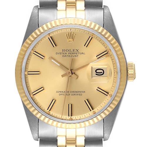 Photo of Rolex Datejust Champagne Dial Steel Yellow Gold Vintage Mens Watch 1601