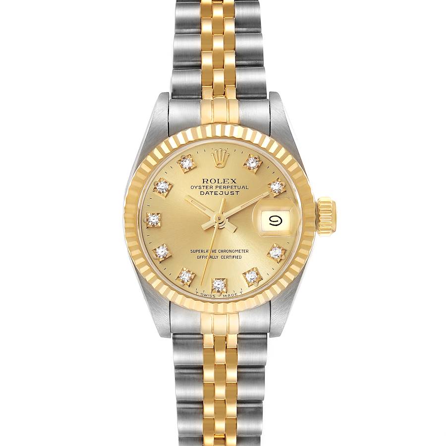 Rolex Datejust Steel Yellow Gold Diamond Dial Ladies Watch 69173 Box Papers SwissWatchExpo