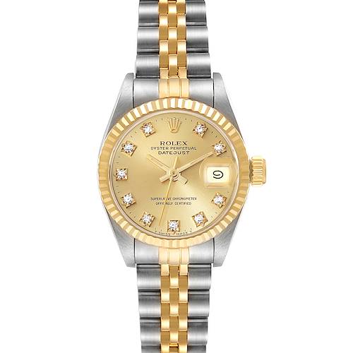 Photo of Rolex Datejust Steel Yellow Gold Diamond Dial Ladies Watch 69173 Box Papers