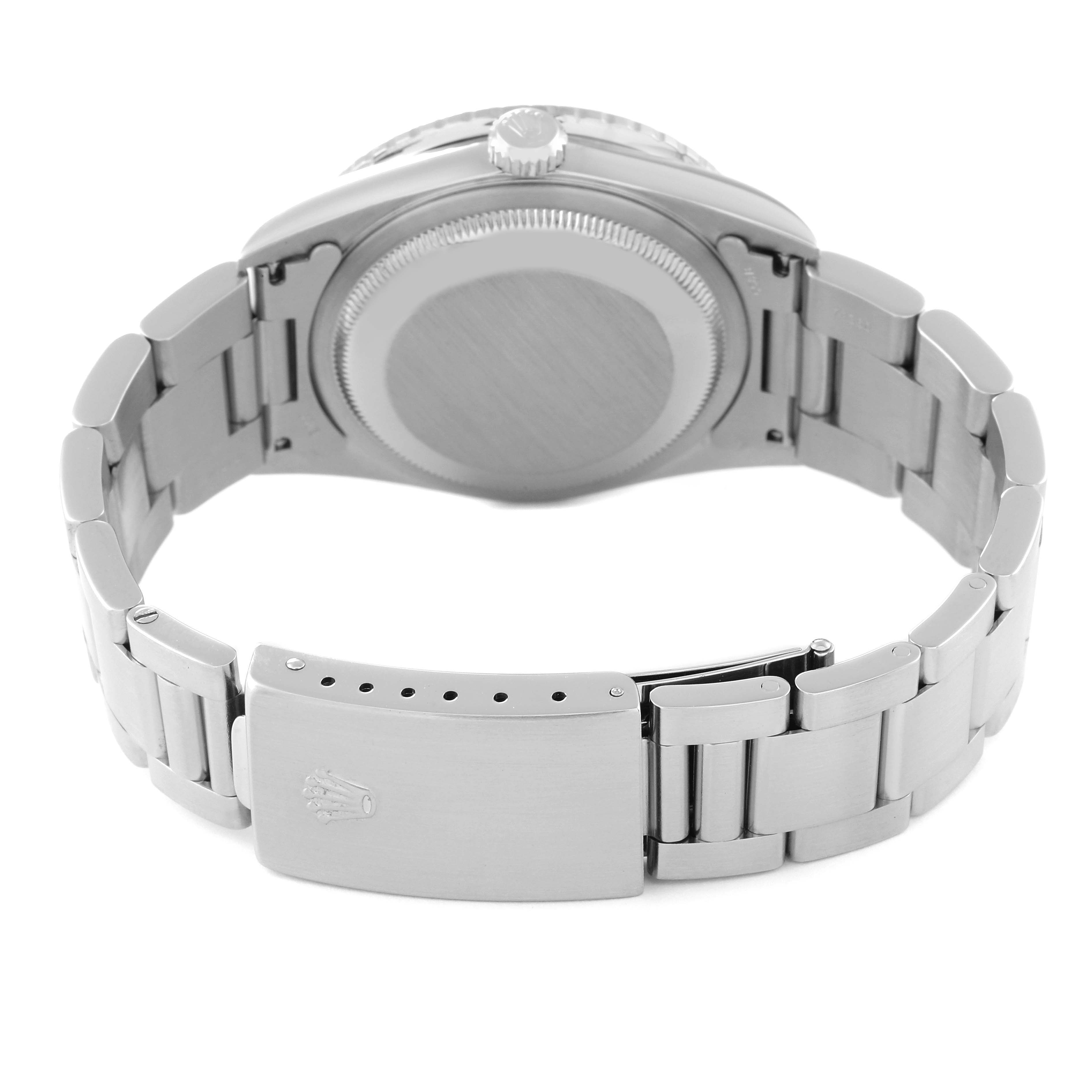 The image shows the backside and clasp area of a Rolex Turn-o-Graph 16264 Men's Stainless Steel Black Dial 16264 Men's Stainless Steel Black Dial watch.