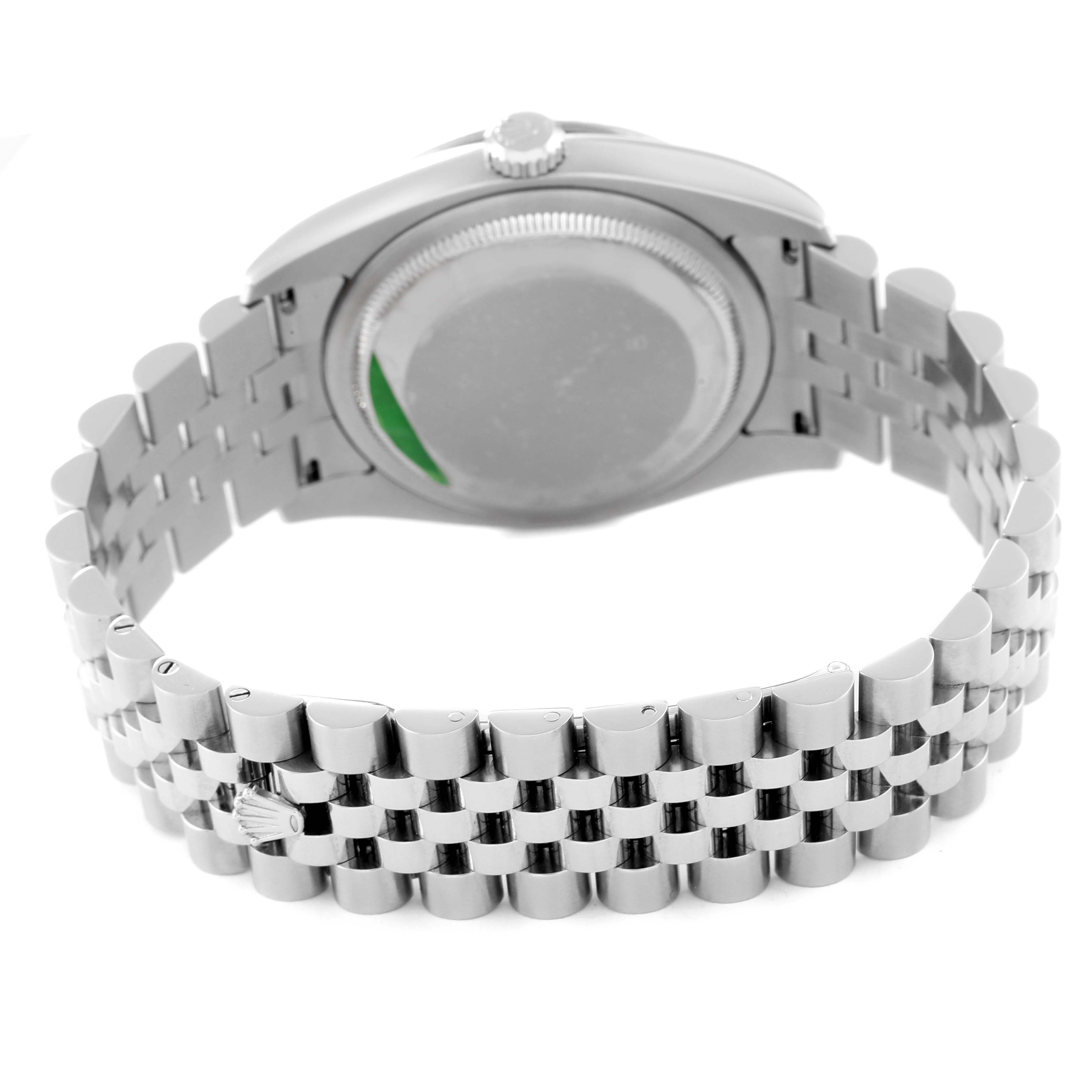 The image shows the back and bracelet of the Rolex Turn-o-Graph 116264 Men's Stainless Steel Blue Dial 116264 Men's Stainless Steel Blue Dial watch, revealing the clasp and caseback.