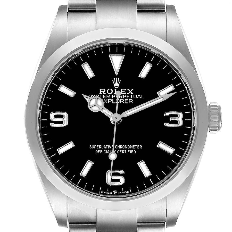 Rolex Explorer I Black Dial Stainless Steel Mens Watch 124270 Box Card SwissWatchExpo