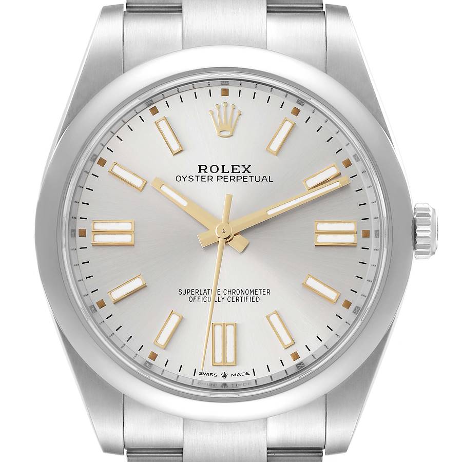 Rolex Oyster Perpetual 41 Silver Dial Steel Mens Watch 124300 Box Card SwissWatchExpo
