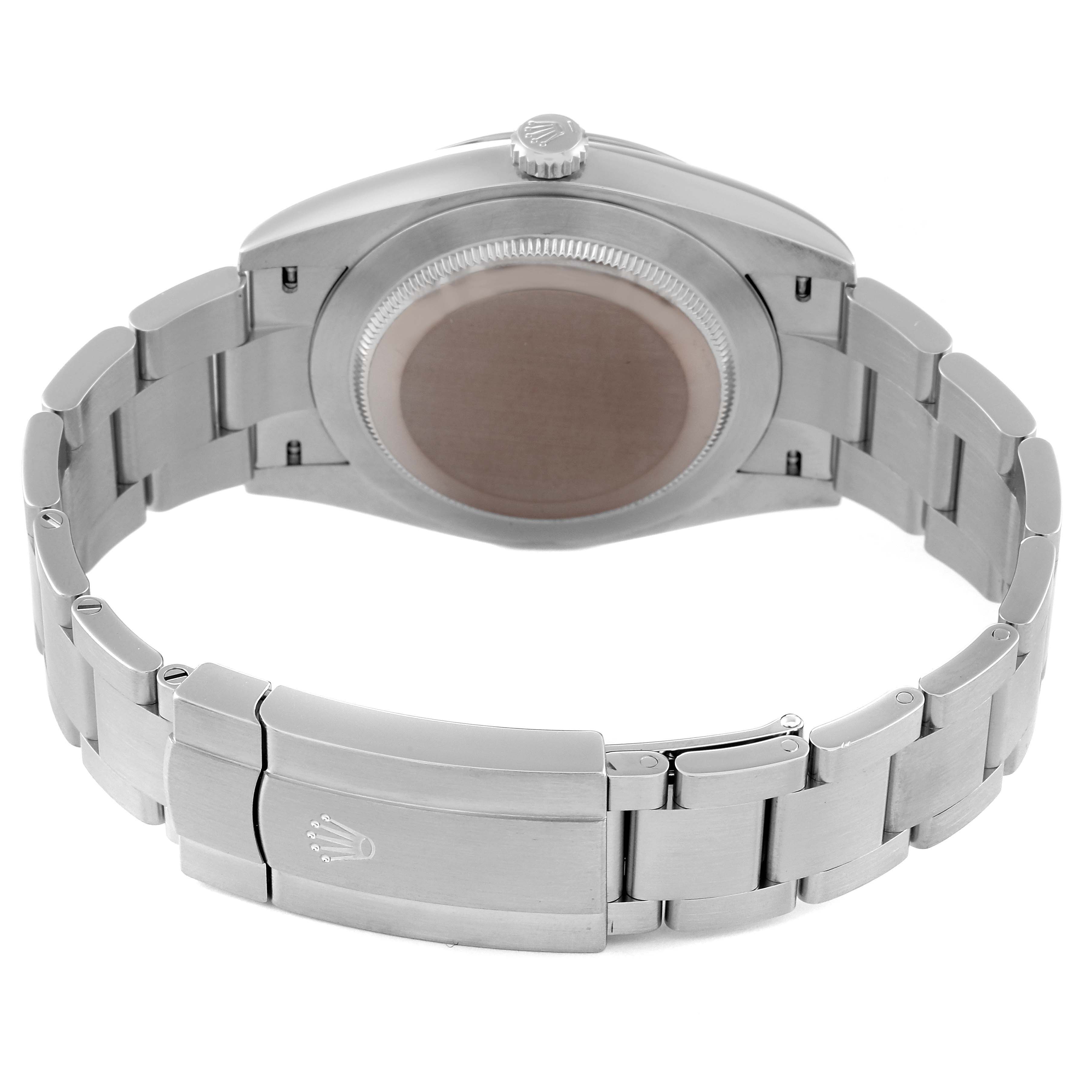 The image shows the back case and bracelet of a Rolex Oyster Perpetual 124300 Men's Stainless Steel Silver Dial 124300 Men's Stainless Steel Silver Dial watch viewed from the rear.