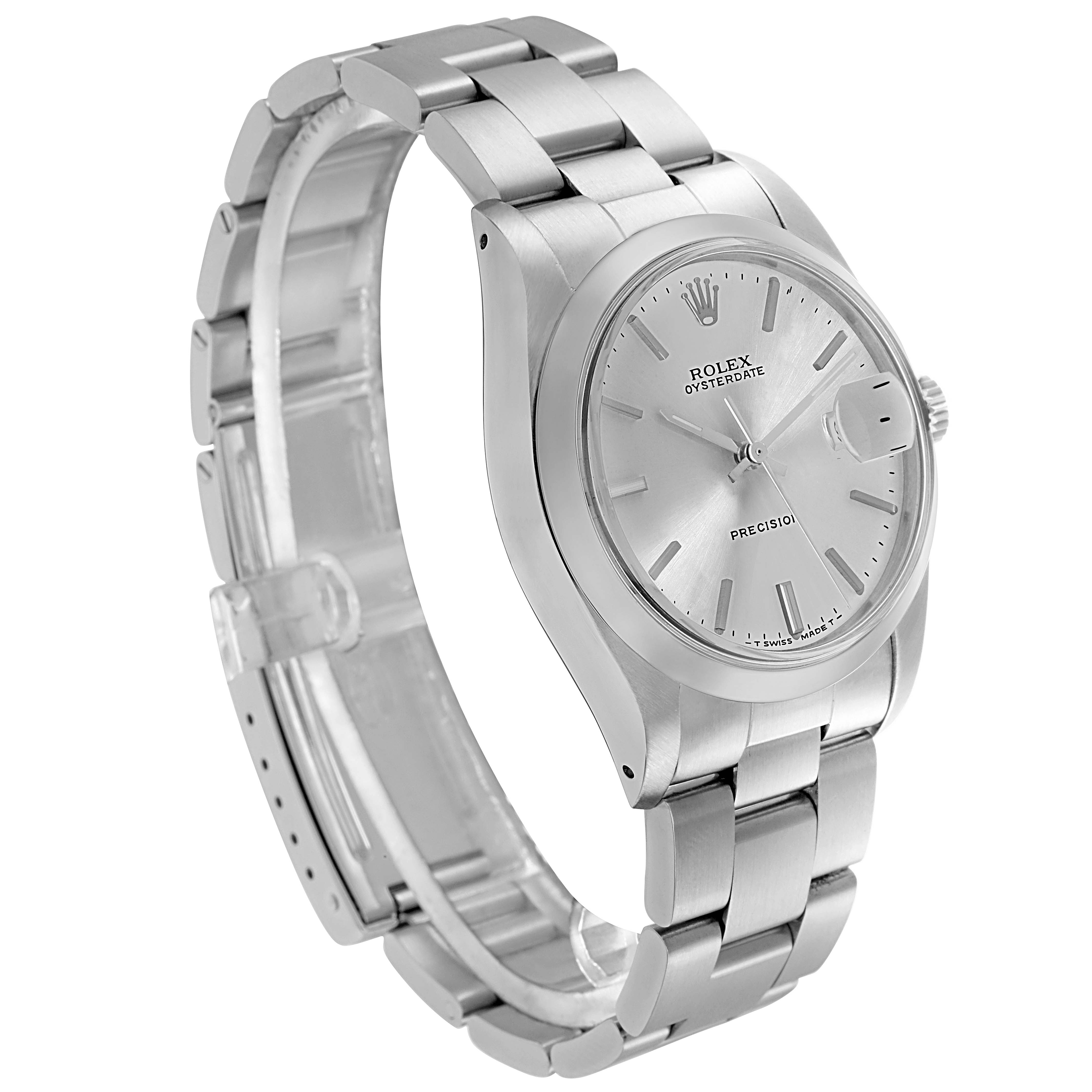 The Rolex Vintage Collection 6694 Men
s Stainless Steel Silver Dial 6694 Men
s Stainless Steel Silver Dial watch is shown at a three-quarter angle, displaying the dial, bezel, and bracelet.