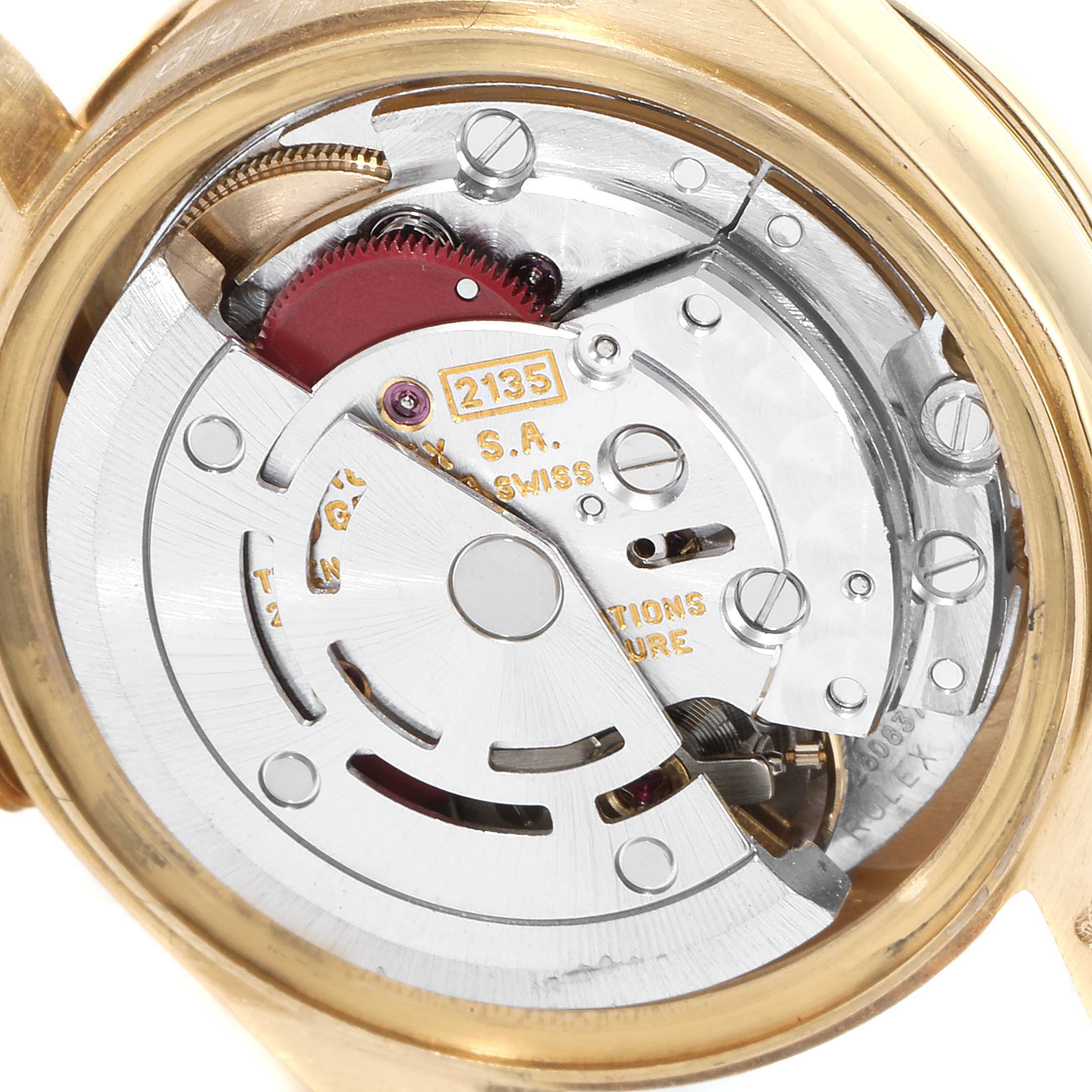 This image shows the interior mechanical movement of a Rolex President 69158 Women's Yellow Gold Champagne Dial 69158 Women's Yellow Gold Champagne Dial model watch.