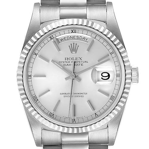 Photo of Rolex President Day-Date 36mm White Gold Silver Dial Mens Watch 18239