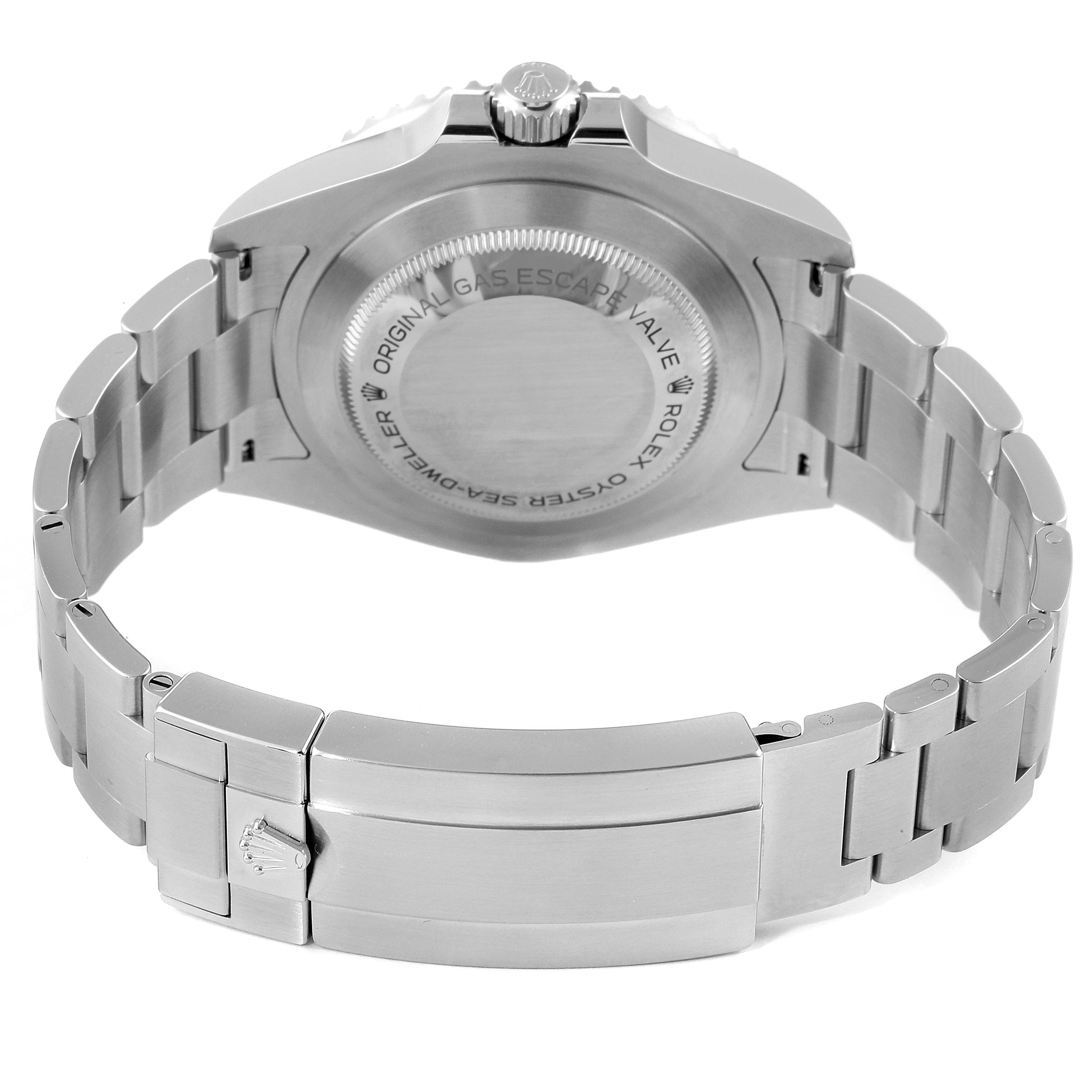 The image shows the backside and bracelet of a Rolex Sea-Dweller 126600 Men
s Stainless Steel Black Dial 126600 Men
s Stainless Steel Black Dial watch from a rear angle.