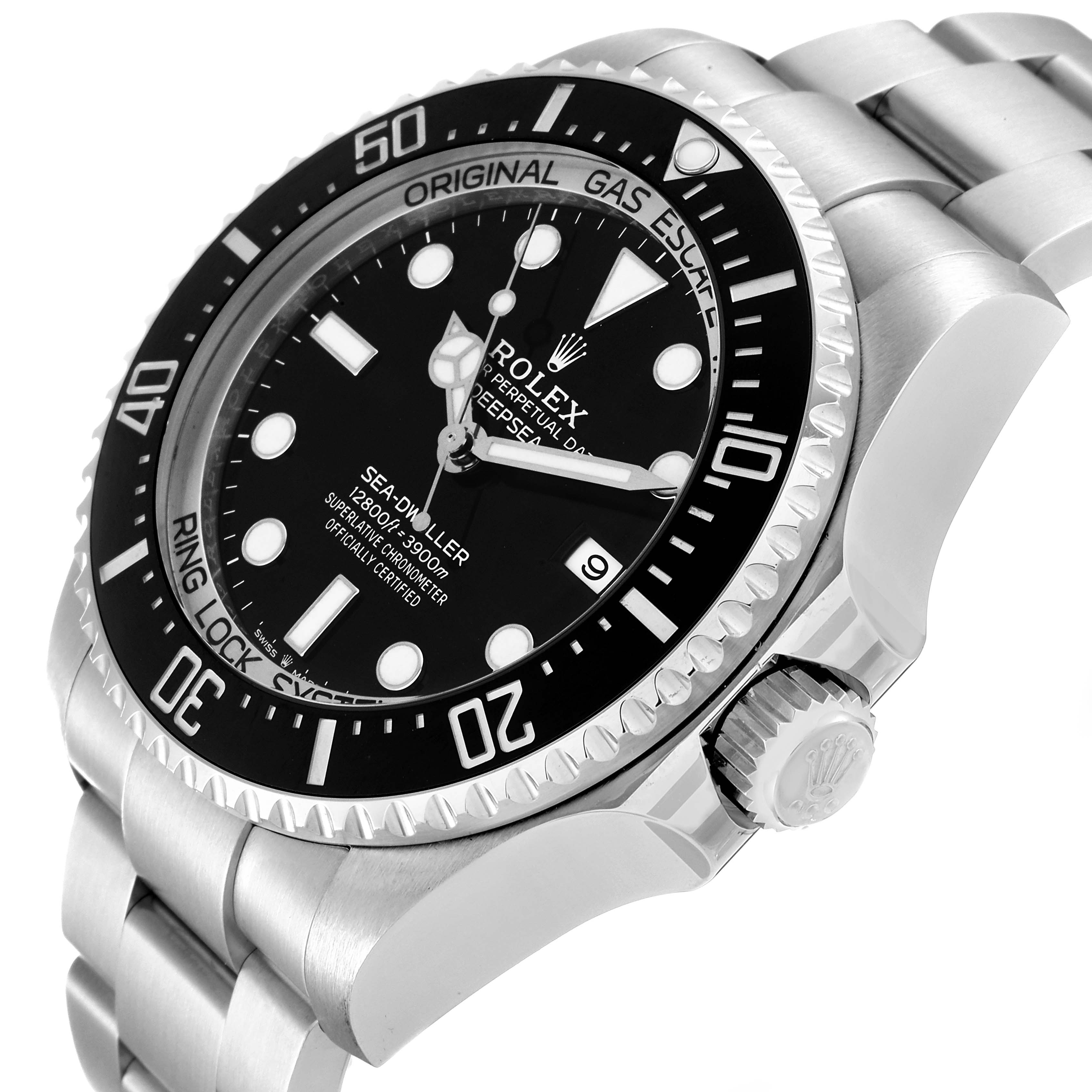The image shows a Rolex Sea-Dweller 126660 Men's Stainless Steel Black Dial 126660 Men's Stainless Steel Black Dial watch at a three-quarter view, highlighting the bezel, dial, crown, and part of the bracelet.