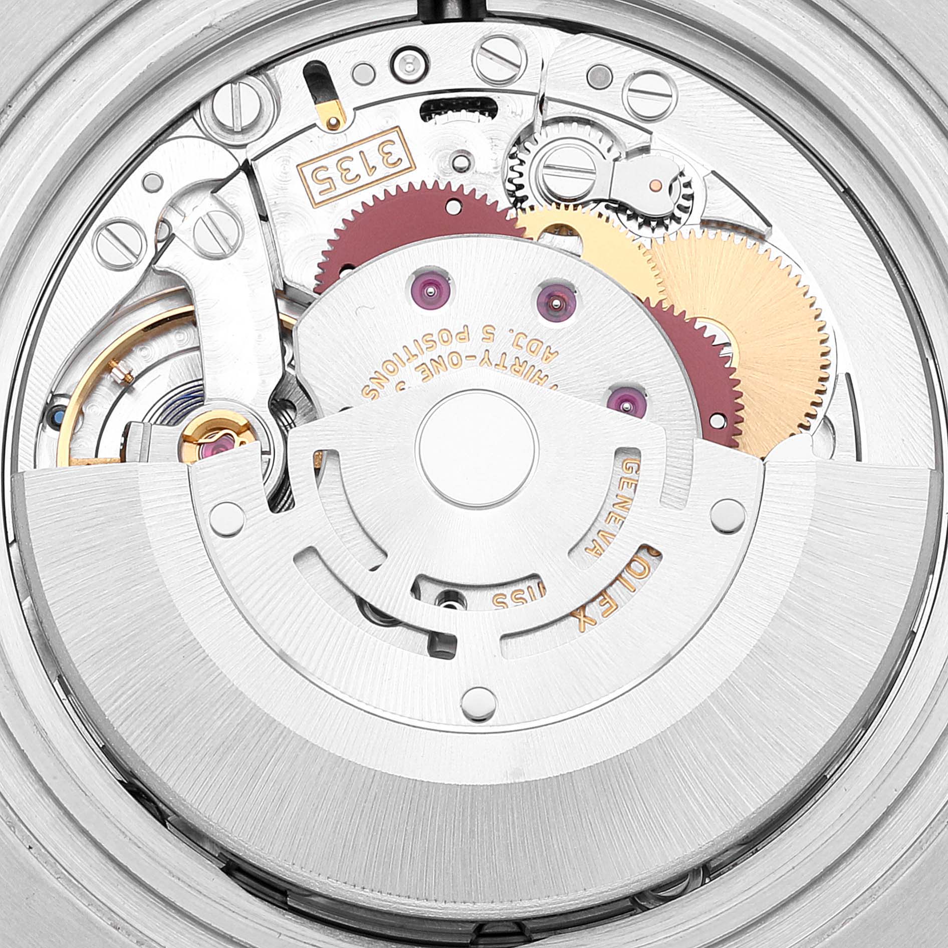 This image shows the movement mechanism of a Rolex Submariner 116610 Men
s Stainless Steel Black Dial 116610 Men
s Stainless Steel Black Dial watch from a top-down angle.