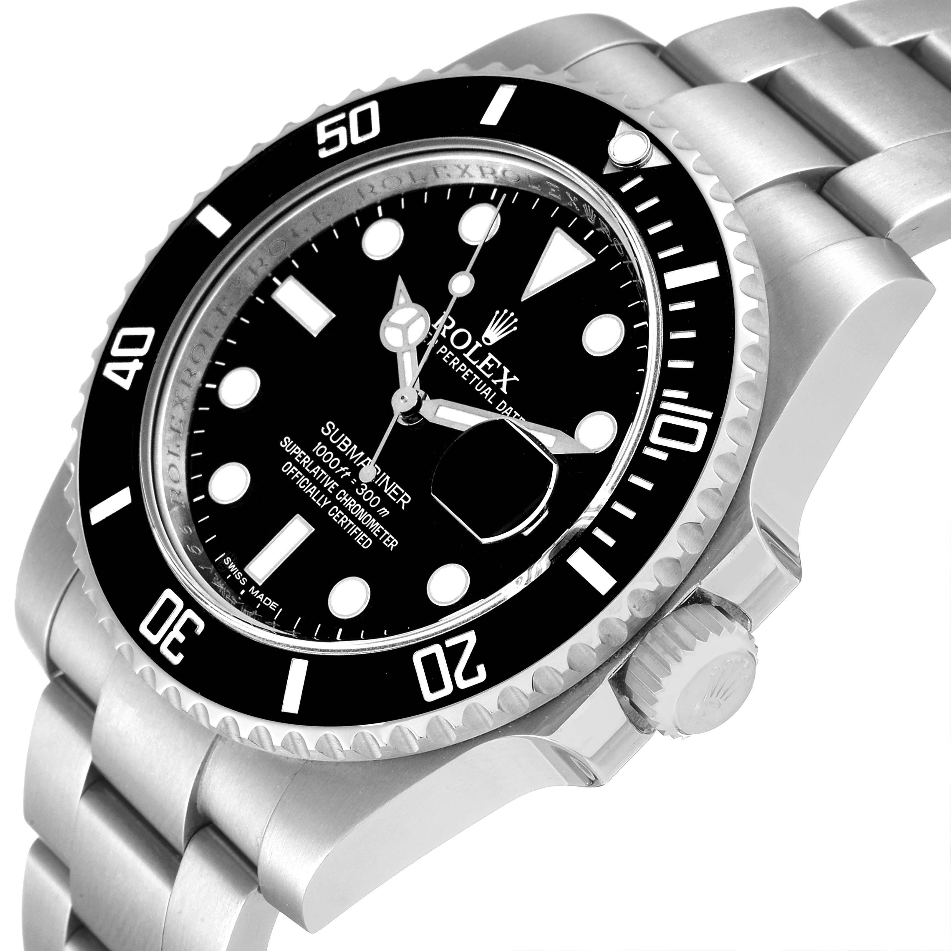 The image shows a close-up, angled view of the Rolex Submariner 116610 Men
s Stainless Steel Black Dial 116610 Men
s Stainless Steel Black Dial watch, highlighting its dial, bezel, and part of the bracelet.