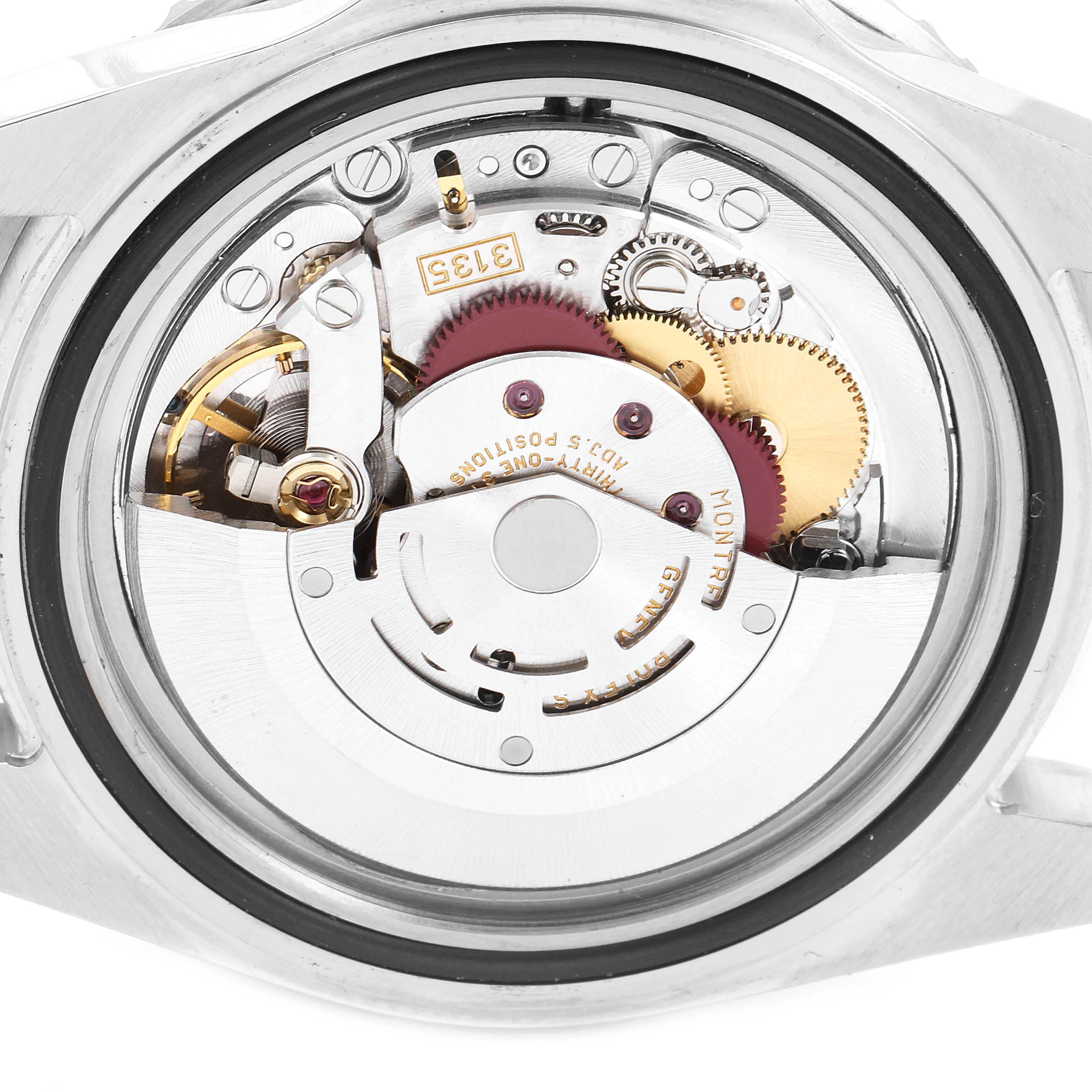 The image shows the internal movement mechanism from the back side of a Rolex Submariner 16610 Men
s Stainless Steel Black Dial 16610 Men
s Stainless Steel Black Dial watch.