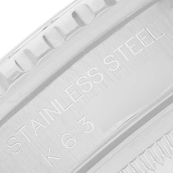 This image shows a close-up of a stainless steel case of a Rolex Turn-o-Graph 16264 Men
s Stainless Steel Black Dial 16264 Men
s Stainless Steel Black Dial watch.