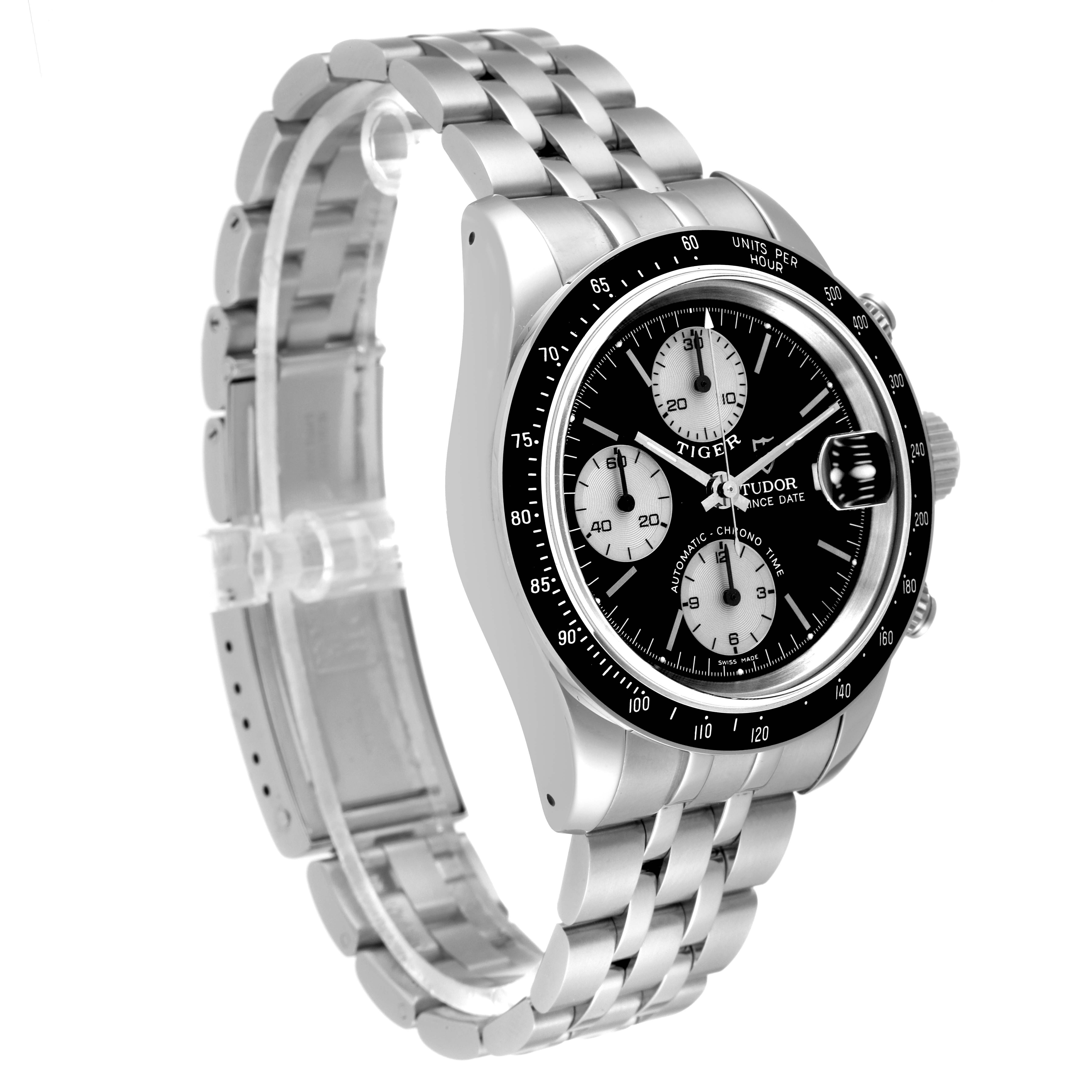 The image shows a Tudor Prince watch angled to display its face, bezel, and stainless steel bracelet.