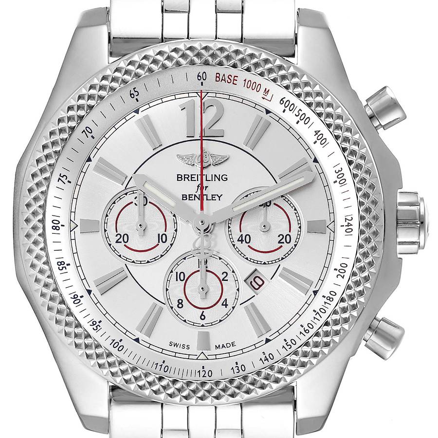 Breitling Bentley Barnato 42 Chronograph Silver Dial Watch A41390 Box Papers SwissWatchExpo