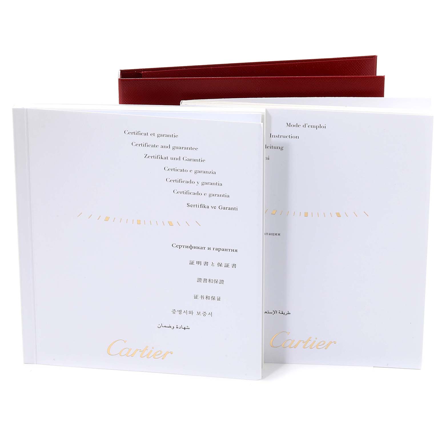 The image displays the instruction manual and warranty cards for the Cartier Ronde W6701005 Men
s Stainless Steel Silver Dial W6701005 Men
s Stainless Steel Silver Dial model watch.