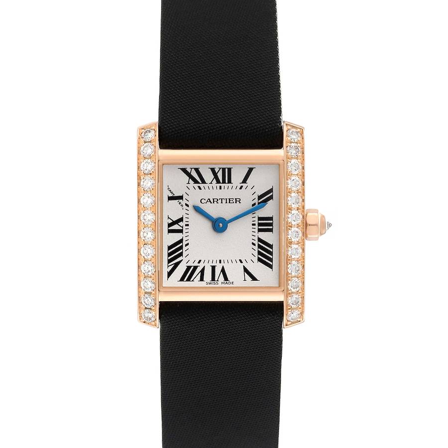 Cartier Tank Francaise Rose Gold Diamond Black Strap Ladies Watch WE104531 SwissWatchExpo