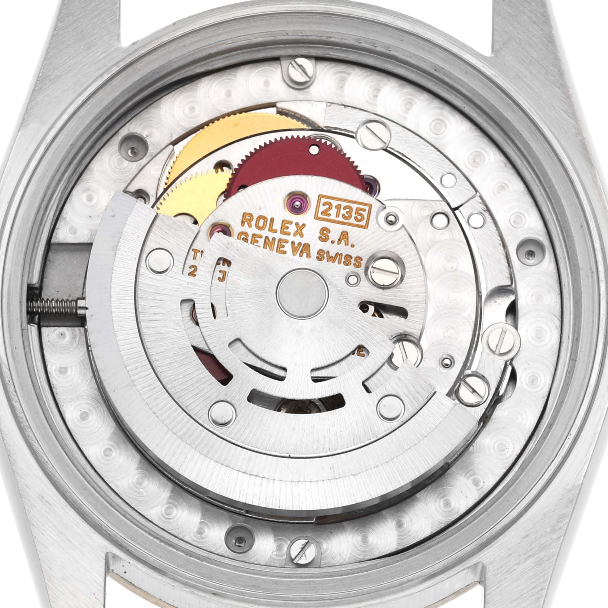 The image shows the internal movement mechanism of a Rolex Mid-Size 68273 Women's Steel and Gold (two tone) Champagne Dial 68273 Women's Steel and Gold (two tone) Champagne Dial model watch at a straight angle.