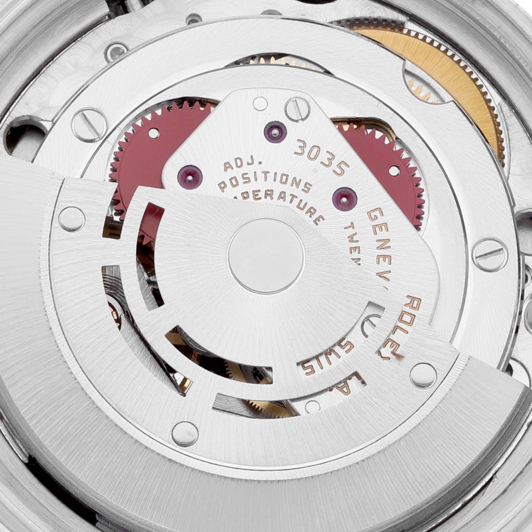 The image shows the intricate internal mechanical movement of the Rolex Datejust 16013 Men's Steel and Gold (two tone) Black Dial 16013 Men's Steel and Gold (two tone) Black Dial watch from a close-up angle.