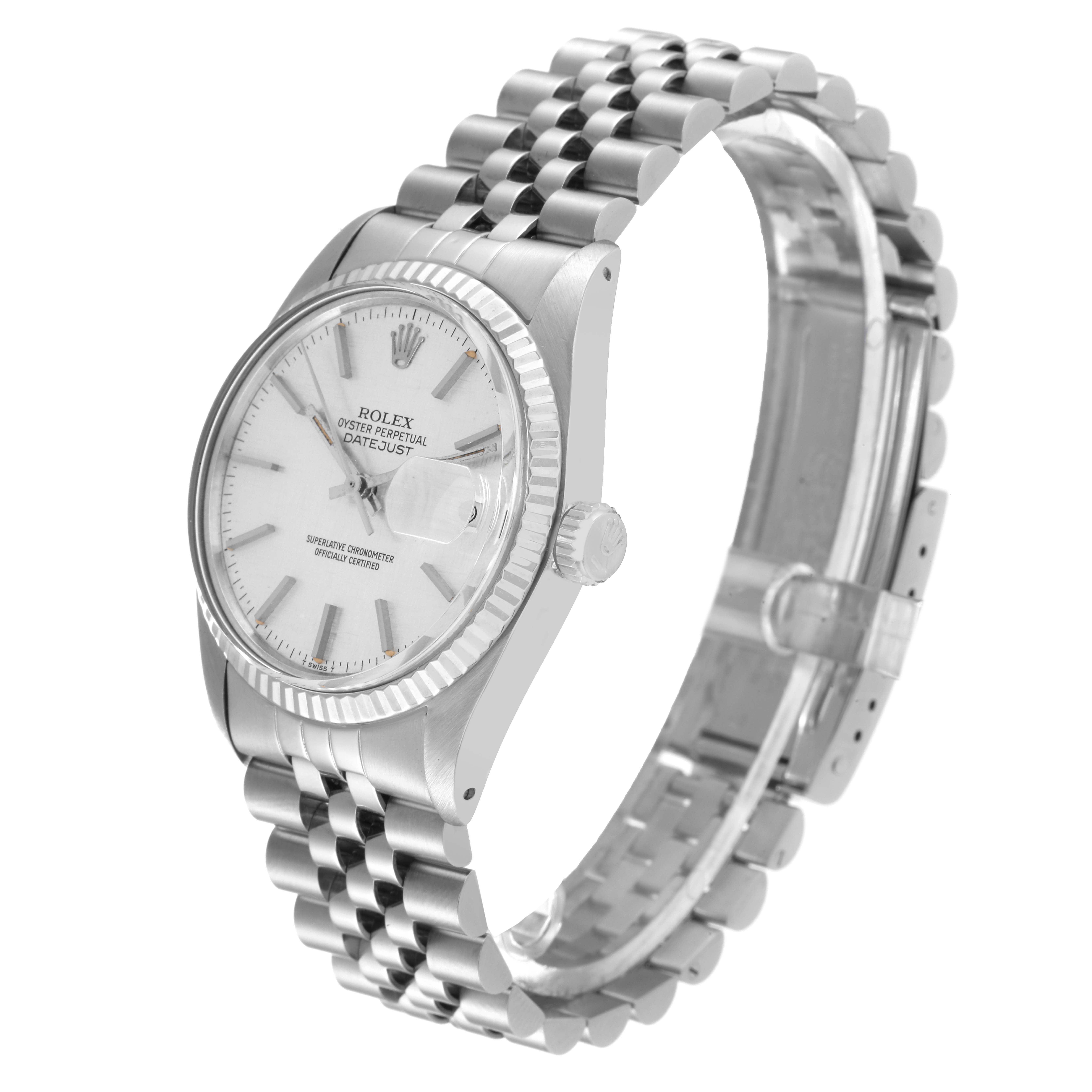 The Rolex Vintage Collection 16014 Men's Stainless Steel Silver Dial 16014 Men's Stainless Steel Silver Dial watch is shown at an angle highlighting its face, crown, and bracelet.