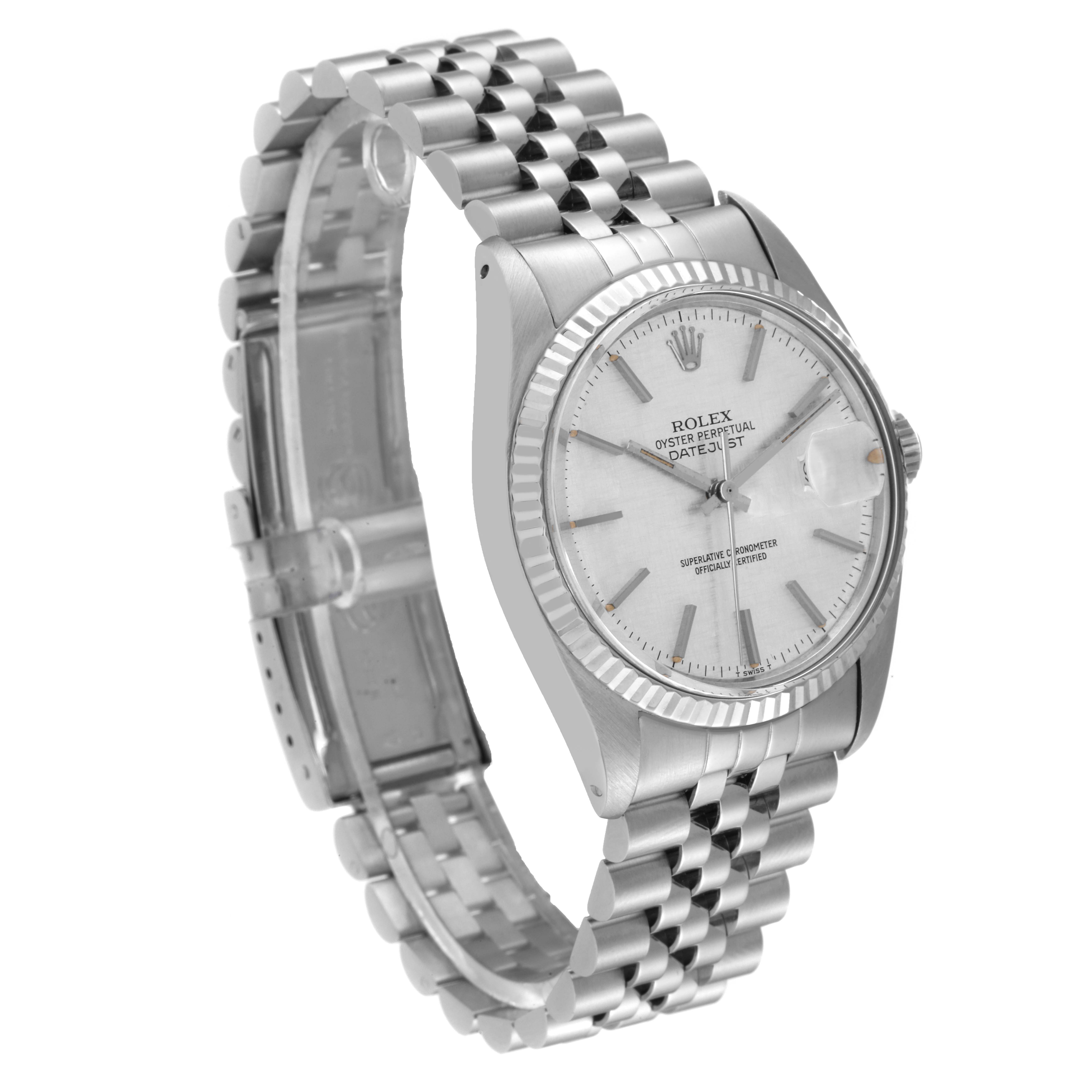 This Rolex Vintage Collection 16014 Men's Stainless Steel Silver Dial 16014 Men's Stainless Steel Silver Dial model is shown at a slight angle, displaying the face, bezel, bracelet, and crown.