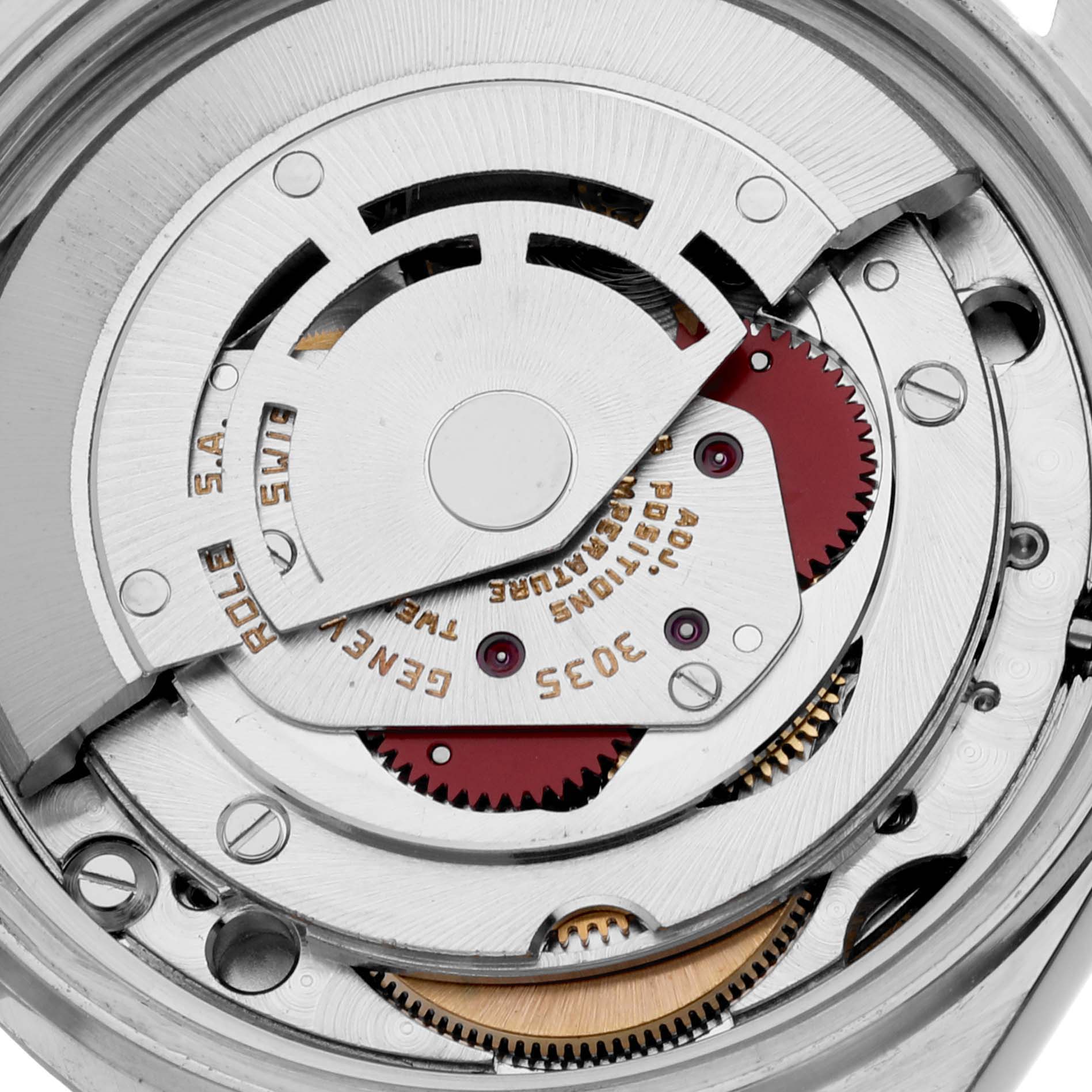The image shows an internal close-up of the movement mechanism of a Rolex Vintage Collection 16014 Men's Stainless Steel Silver Dial 16014 Men's Stainless Steel Silver Dial model.