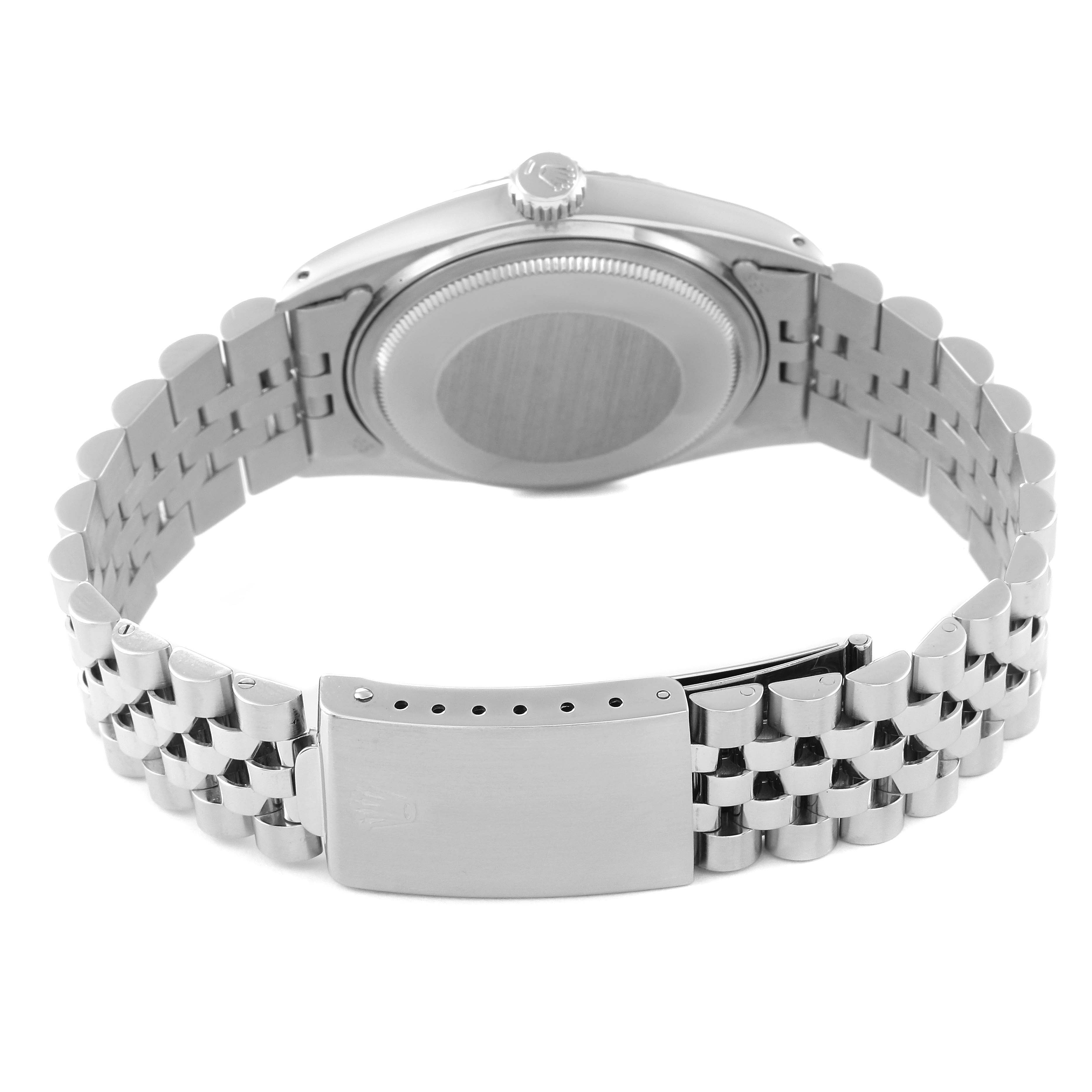 The image shows the back and clasp of a Rolex Vintage Collection 16014 Men's Stainless Steel Silver Dial 16014 Men's Stainless Steel Silver Dial watch.