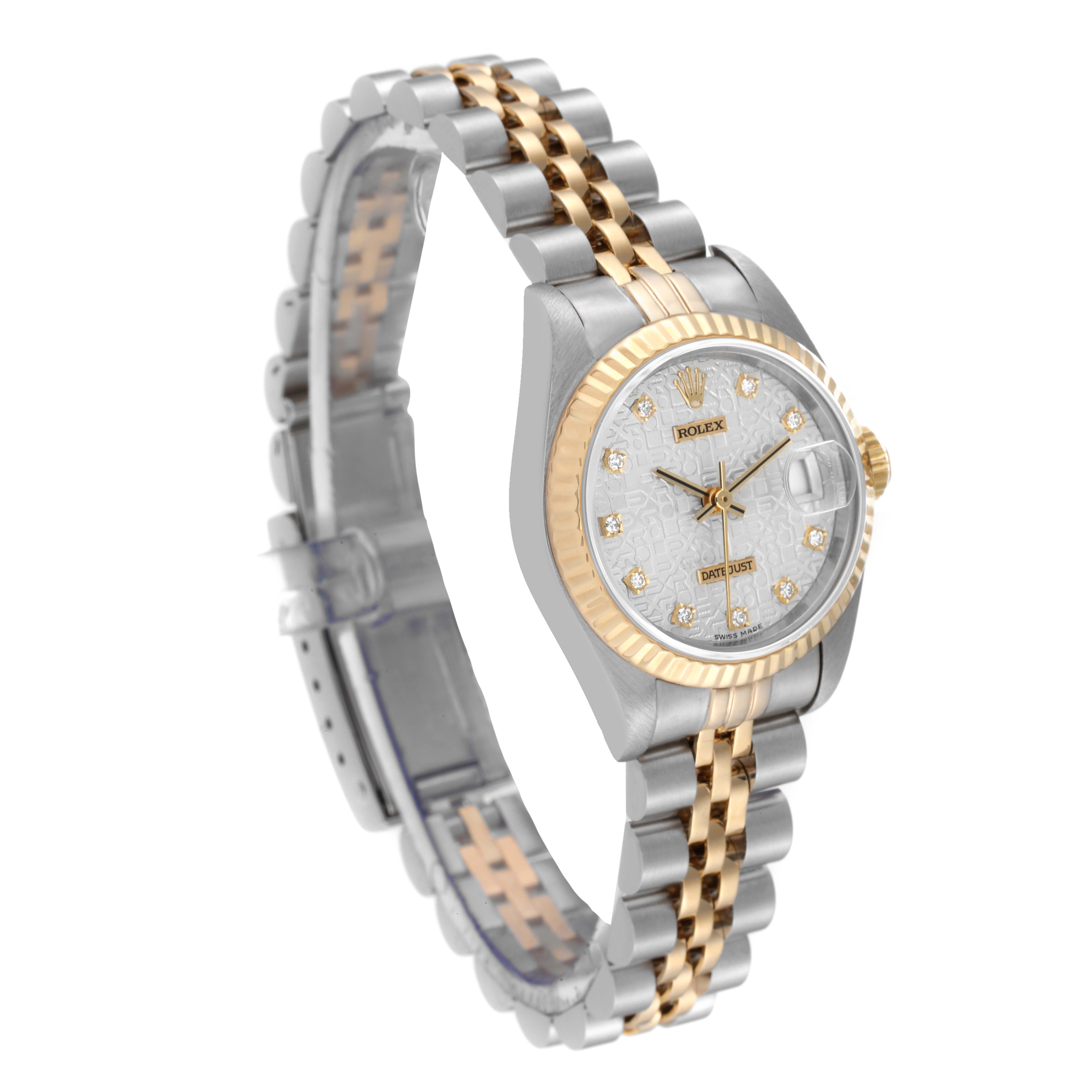 The image shows a Rolex Datejust 69173 Women's Steel and Gold (two tone) Silver Dial 69173 Women's Steel and Gold (two tone) Silver Dial watch at a slight angle, highlighting the dial, bezel, and bracelet.