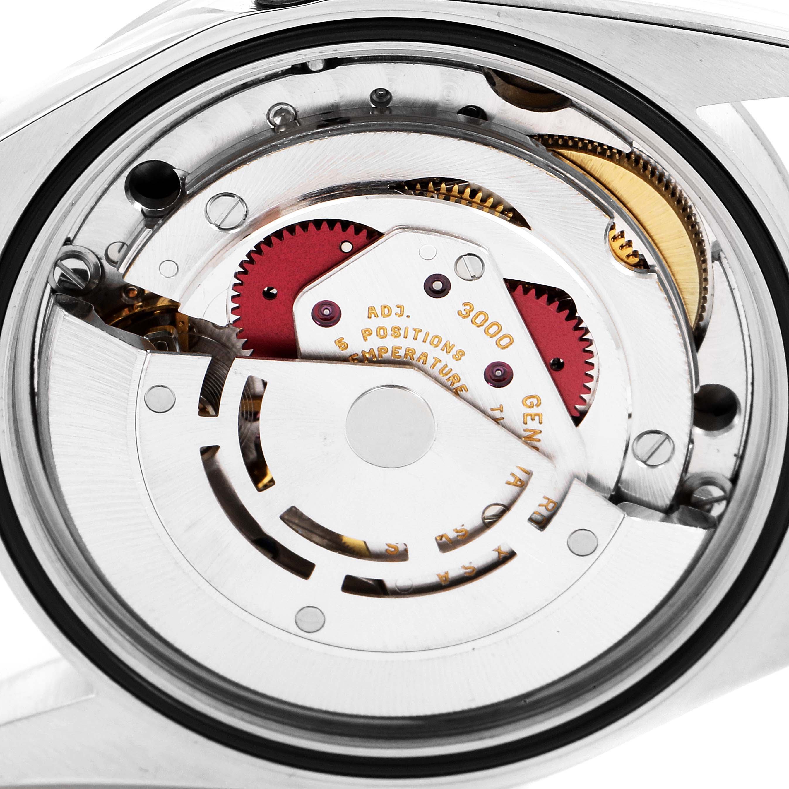 The image shows the internal mechanical movement of a Rolex Explorer 14270 Men's Stainless Steel Black Dial 14270 Men's Stainless Steel Black Dial watch from a close-up angle.