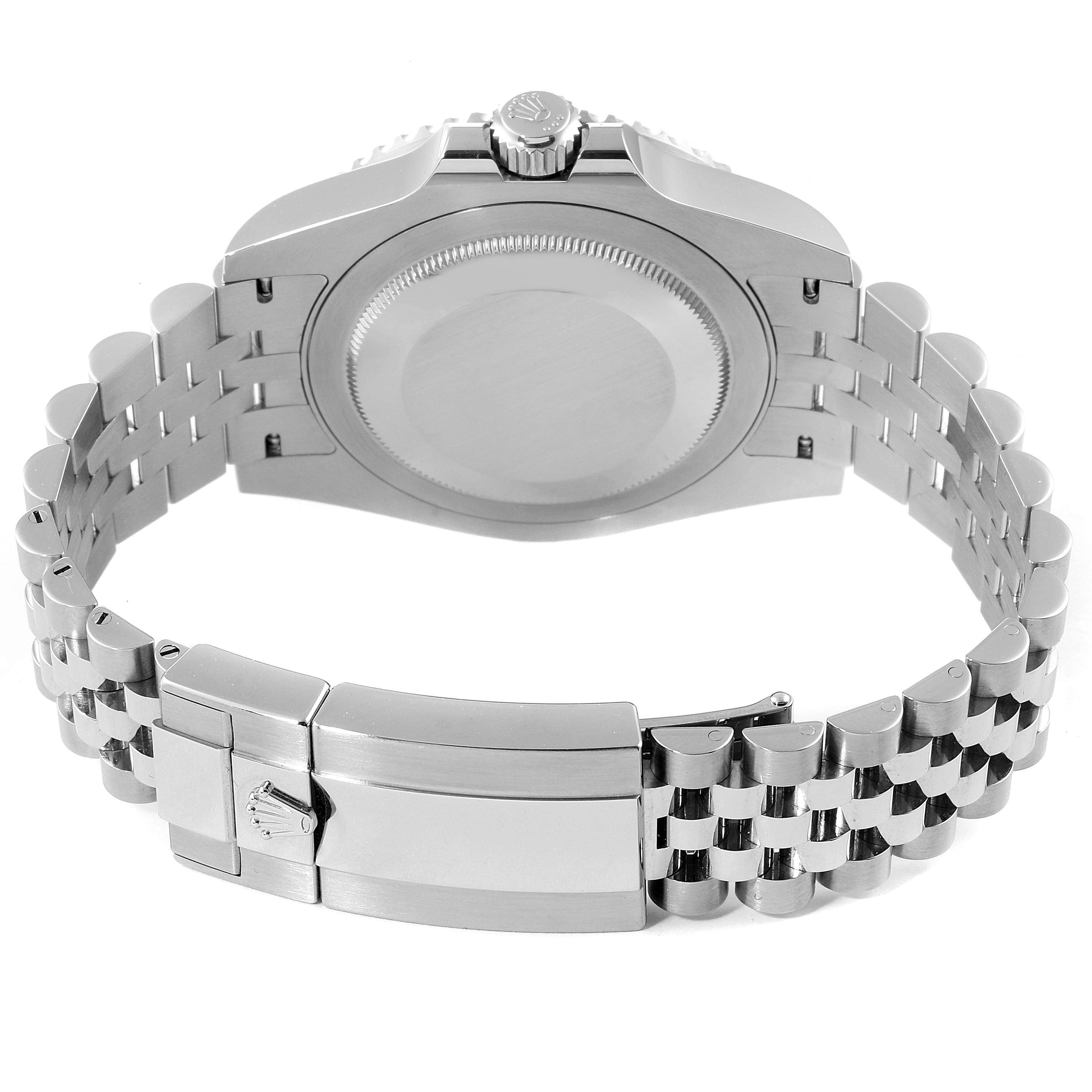 This image shows the back case and bracelet clasp of the Rolex GMT-Master 126710 Men
s Stainless Steel Black Dial 126710 Men
s Stainless Steel Black Dial watch from a rear angle.