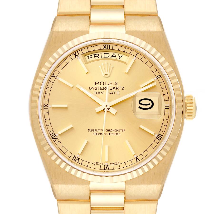 Rolex Oysterquartz President Day-Date Yellow Gold Mens Watch 19018 SwissWatchExpo