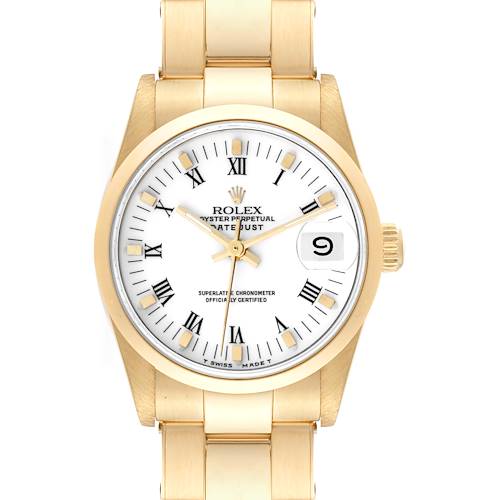 Photo of Rolex President Datejust 31 Midsize Yellow Gold White Dial Ladies Watch 68248