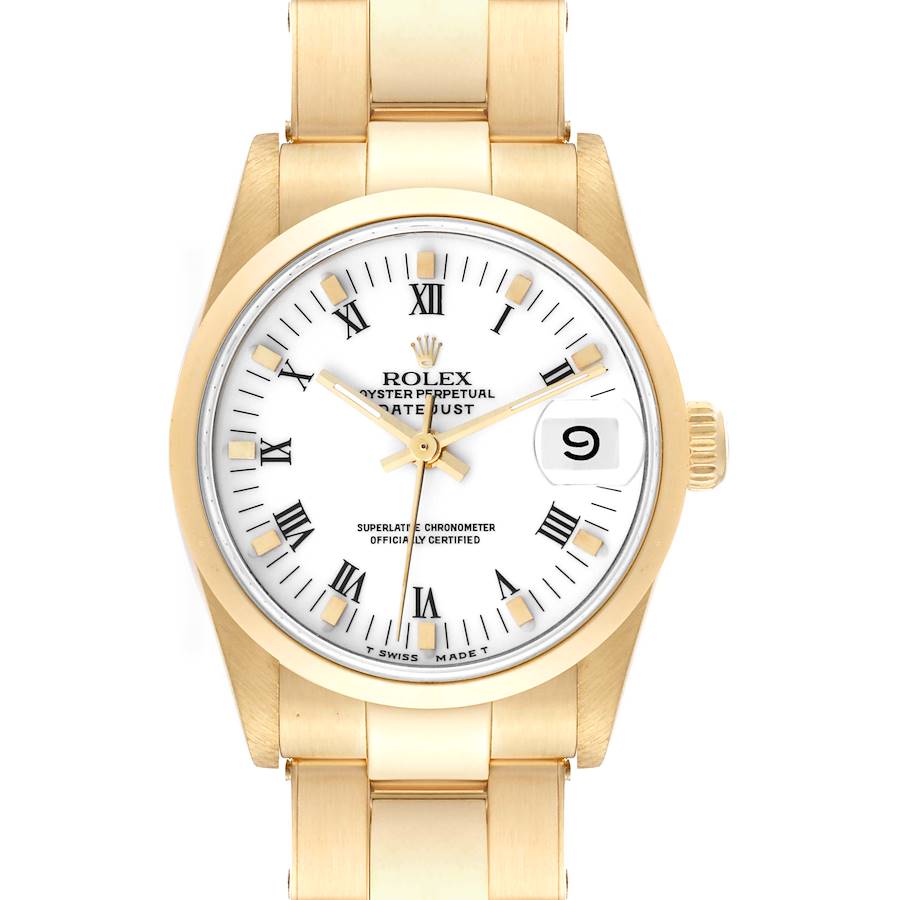 Rolex President Datejust 31 Midsize Yellow Gold White Dial Ladies Watch 68248 SwissWatchExpo