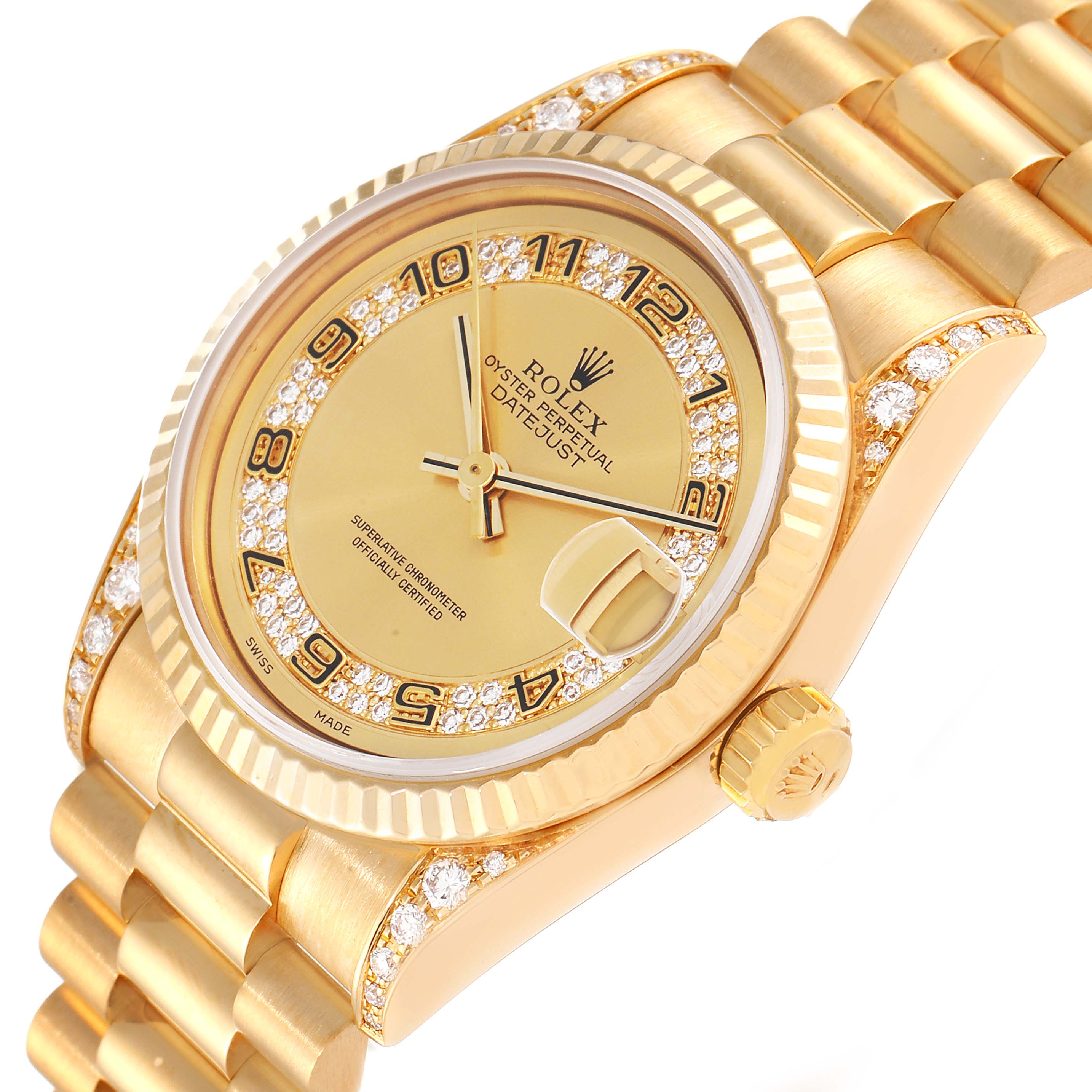 Rolex President Midsize Yellow Gold Myriad Diamond Dial Ladies Watch ...
