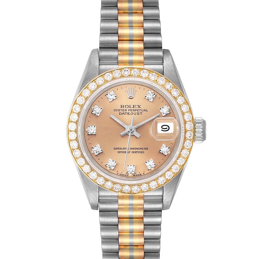 Rolex President Tridor White Yellow Rose Gold Bronze Dial Diamond Watch 69139 SwissWatchExpo