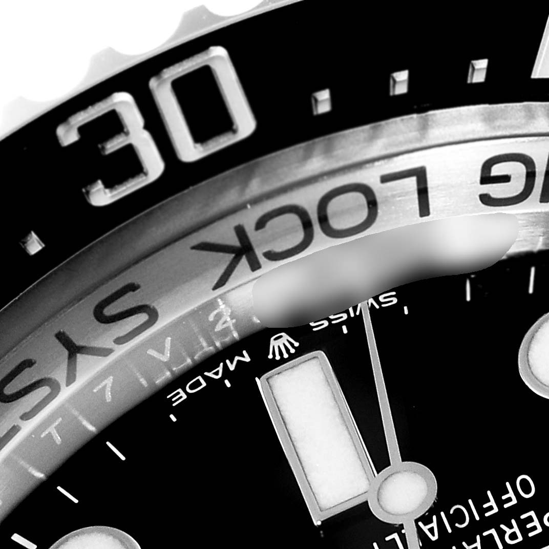 This image shows a close-up of the dial and bezel of the Rolex Sea-Dweller 126660 Men
s Stainless Steel Blue Dial 126660 Men
s Stainless Steel Blue Dial watch.