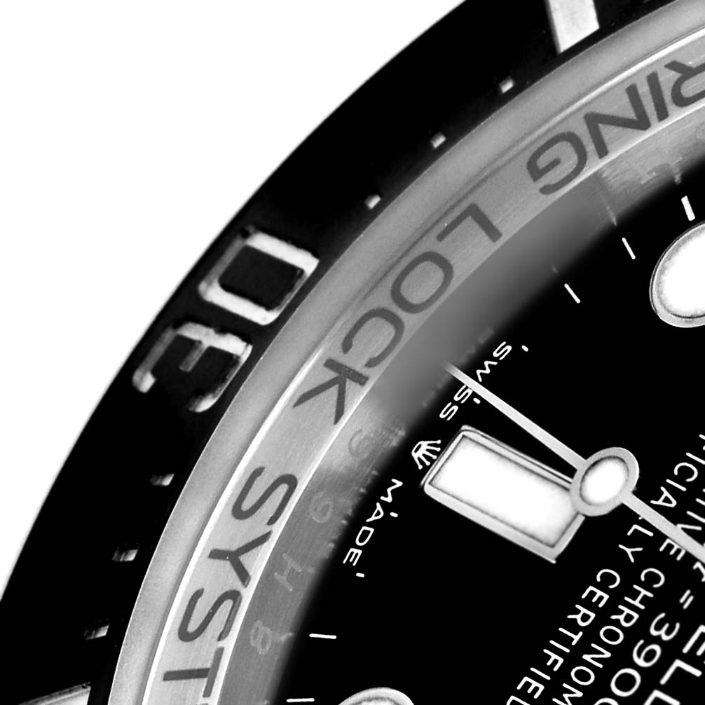 The image shows a close-up of the dial and bezel edge of a Rolex Sea-Dweller 126660 Men's Stainless Steel Blue Dial, featuring the "RING LOCK SYSTEM" text.