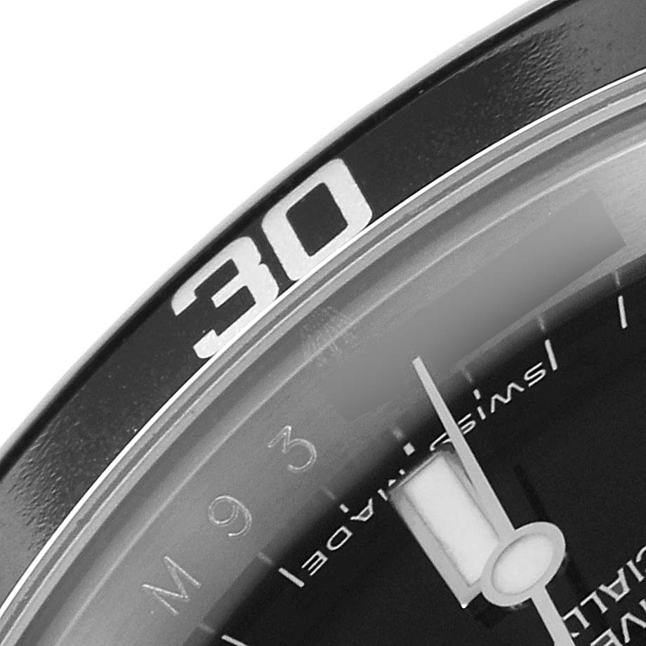 The image shows a close-up view of the bezel and part of the dial of a Rolex Submariner 14060 Men
s Stainless Steel Black Dial 14060 Men
s Stainless Steel Black Dial watch, highlighting the "30" marker.