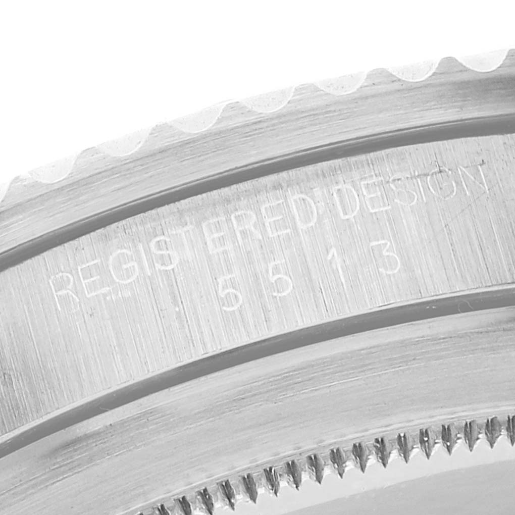 The image shows a close-up of the case side and bezel of a Rolex Submariner 5513 Men's Stainless Steel Black Dial 5513 Men's Stainless Steel Black Dial, with the model number 5513 engraved.